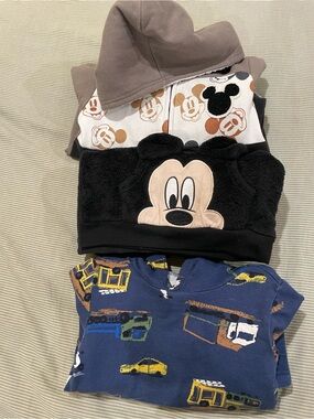 Carter's Mickey Mouse Hooded Sweatshirt Set in Black, Tan, Brown, Blue, Yellow